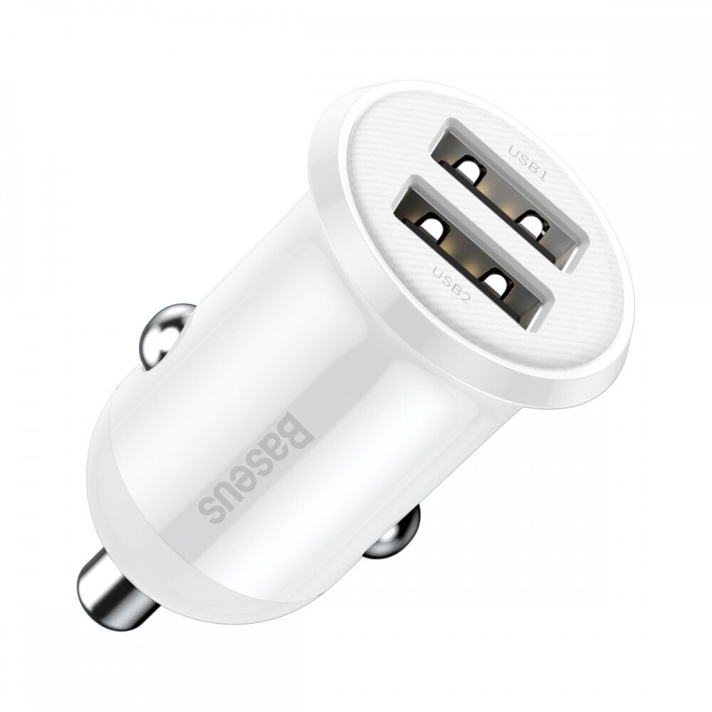 Automobilinis įkroviklis Baseus "Grain Pro" baltas 4.8A (2xUSB)