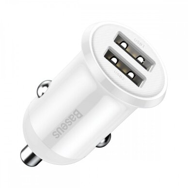 Automobilinis įkroviklis Baseus "Grain Pro" baltas 4.8A (2xUSB) Automobilinis įkroviklis Baseus "Grain Pro" baltas 4.8A (2xUSB)