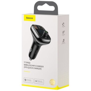 Automobilinis įkroviklis Baseus "PPS Quick" juodas (kroviklis / FM moduliatorius / USB / laisvu ranku iranga) 2