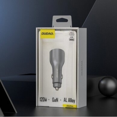 Automobilinis įkroviklis Dudao "R4Ultra" pilkas 120W (1xPD / QC3.0) 3