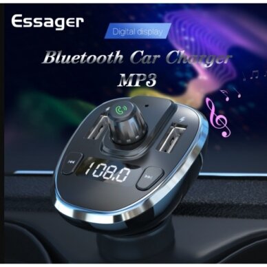 Automobilinis įkroviklis Essager "Dynamic" pilkas 3.4A (2xUSB / FM moduliatorius / USB laikmena) Automobilinis įkroviklis Essager "Dynamic" pilkas 3.4A (2xUSB / FM moduliatorius / USB laikmena)