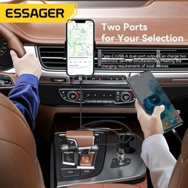Automobilinis įkroviklis Essager "Thumb" skaidrus (juodas) 33W (1xPD / 1xQC3.0) 3 Automobilinis įkroviklis Essager "Thumb" skaidrus (juodas) 33W (1xPD / 1xQC3.0) 3