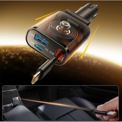 Automobilinis įkroviklis Joyroom "JR-CCL07" juodas 30W (1xPD / 1xQC3.0) + "Lightning" laidas Automobilinis įkroviklis Joyroom "JR-CCL07" juodas 30W (1xPD / 1xQC3.0) + "Lightning" laidas