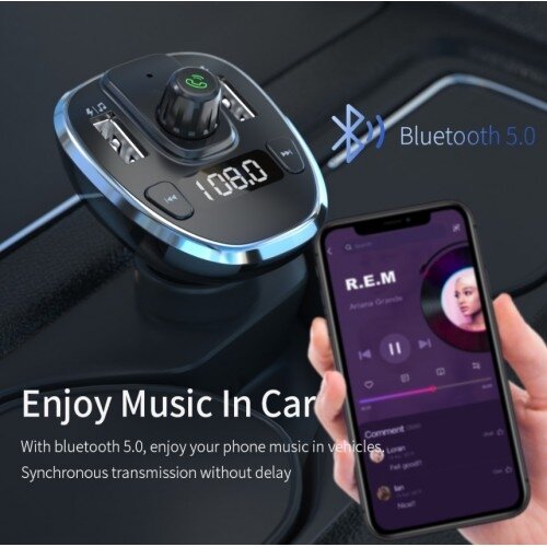 Automobilinis įkroviklis Essager "Dynamic" pilkas 3.4A (2xUSB / FM moduliatorius / USB laikmena) 1