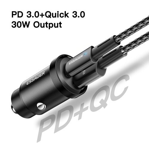 Automobilinis įkroviklis Essager "Gyro Mini" mėlynas 30W (2xQC3.0) 3