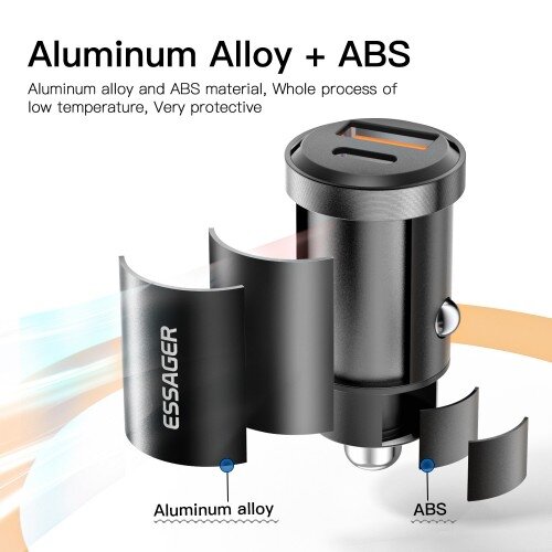 Automobilinis įkroviklis Essager "Gyro Mini" mėlynas 30W (2xQC3.0)