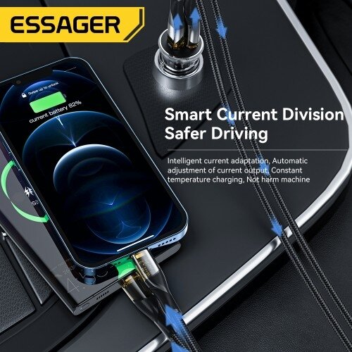 Automobilinis įkroviklis Essager "Thumb" skaidrus (juodas) 33W (1xPD / 1xQC3.0) 1 Automobilinis įkroviklis Essager "Thumb" skaidrus (juodas) 33W (1xPD / 1xQC3.0) 1