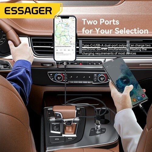 Automobilinis įkroviklis Essager "Thumb" skaidrus (juodas) 33W (1xPD / 1xQC3.0) 3 Automobilinis įkroviklis Essager "Thumb" skaidrus (juodas) 33W (1xPD / 1xQC3.0) 3
