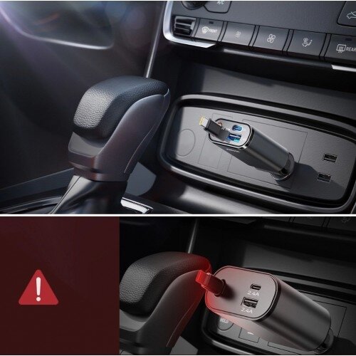 Automobilinis įkroviklis Joyroom "JR-CCL07" juodas 30W (1xPD / 1xQC3.0) + "Lightning" laidas 1