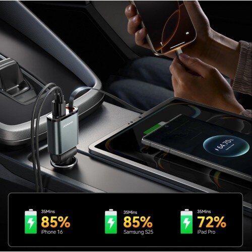 Automobilinis įkroviklis Joyroom "JR-CCL07" juodas 30W (1xPD / 1xQC3.0) + "Lightning" laidas 4 Automobilinis įkroviklis Joyroom "JR-CCL07" juodas 30W (1xPD / 1xQC3.0) + "Lightning" laidas 4