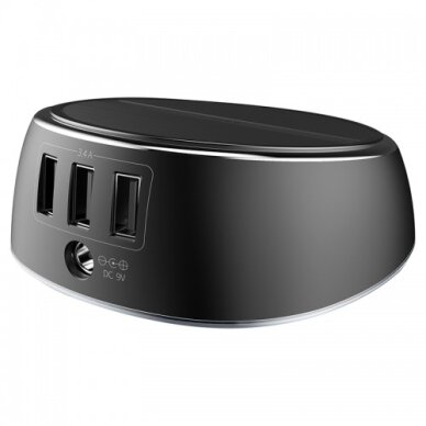 Bevielis įkroviklis Baseus "Star 2in1" juodas 10W (Fast Charging) + 3 USB lizdai 1 Bevielis įkroviklis Baseus "Star 2in1" juodas 10W (Fast Charging) + 3 USB lizdai 1