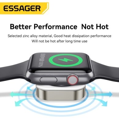 Bevielis įkroviklis Essager "Bay Portable C" baltas (skirtas Apple Watch) 2 Bevielis įkroviklis Essager "Bay Portable C" baltas (skirtas Apple Watch) 2