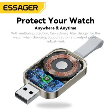 Bevielis įkroviklis Essager "Bay Portable L" baltas (skirtas Apple Watch) 3 Bevielis įkroviklis Essager "Bay Portable L" baltas (skirtas Apple Watch) 3