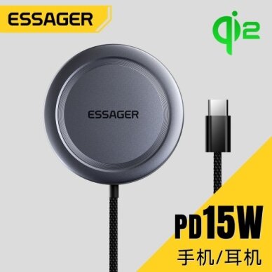Bevielis įkroviklis Essager "ES-WC11" Qi2 juodas 15W