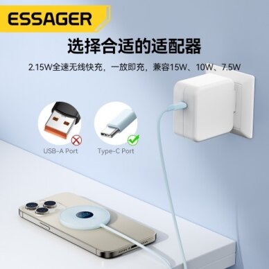Bevielis įkroviklis Essager "Magnet Absorption" juodas 15W (iPhone + Earphones) 4