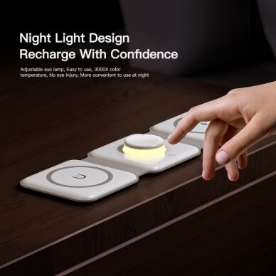 Bevielis įkroviklis Essager "Nuo 3in1" baltas 15W (iPhone / Apple Watch / Airpods / Night Lamp) 1 Bevielis įkroviklis Essager "Nuo 3in1" baltas 15W (iPhone / Apple Watch / Airpods / Night Lamp) 1