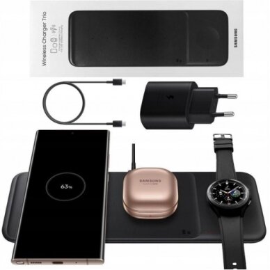 Bevielis įkroviklis Samsung "Trio" EP-P6300TWEGEU baltas 25W (su įkrovikliu ir laidu komplekte) / 100% Genuine / 3 Bevielis įkroviklis Samsung "Trio" EP-P6300TWEGEU baltas 25W (su įkrovikliu ir laidu komplekte) / 100% Genuine / 3
