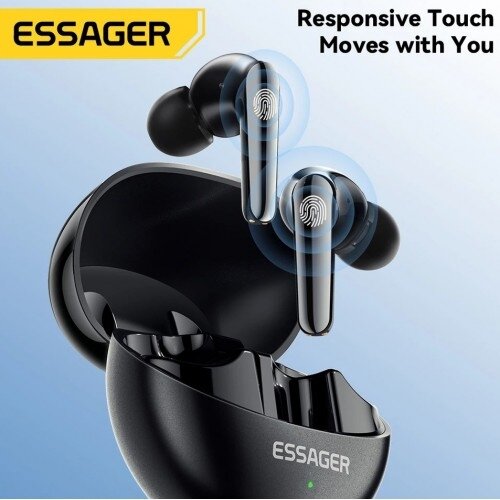 Belaidė laisvų rankų įranga Essager "TWS" juoda (Double Noise Cancelling / Bluetooth 5.3)