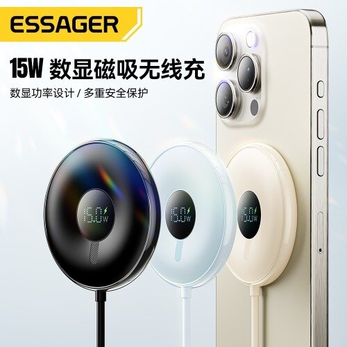 Bevielis įkroviklis Essager "Magnet Absorption" juodas 15W (iPhone + Earphones) 1 Bevielis įkroviklis Essager "Magnet Absorption" juodas 15W (iPhone + Earphones) 1