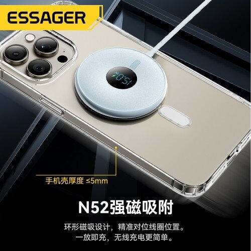 Bevielis įkroviklis Essager "Magnet Absorption" juodas 15W (iPhone + Earphones) 3