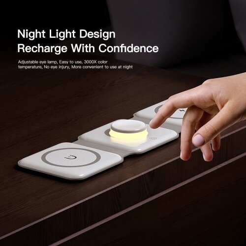 Bevielis įkroviklis Essager "Nuo 3in1" baltas 15W (iPhone / Apple Watch / Airpods / Night Lamp) 1 Bevielis įkroviklis Essager "Nuo 3in1" baltas 15W (iPhone / Apple Watch / Airpods / Night Lamp) 1