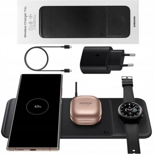 Bevielis įkroviklis Samsung "Trio" EP-P6300TWEGEU baltas 25W (su įkrovikliu ir laidu komplekte) / 100% Genuine / 3 Bevielis įkroviklis Samsung "Trio" EP-P6300TWEGEU baltas 25W (su įkrovikliu ir laidu komplekte) / 100% Genuine / 3