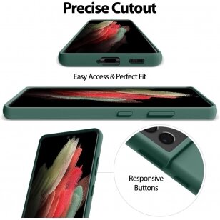 Dėklas Mercury Silicone Case Apple iPhone 12 / 12 Pro tamsiai žalias