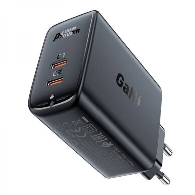 Įkroviklis Acefast "A29" juodas 50W (2xPD) Įkroviklis Acefast "A29" juodas 50W (2xPD)