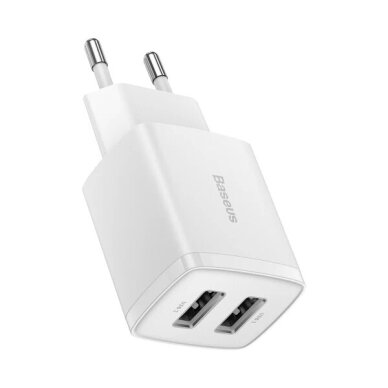 Įkroviklis Baseus "Compact" baltas 10.5W (2xUSB) Įkroviklis Baseus "Compact" baltas 10.5W (2xUSB)