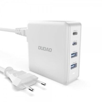 Įkroviklis Dudao "A100EU" baltas 100W (2xPD / 2xQC3.0) Įkroviklis Dudao "A100EU" baltas 100W (2xPD / 2xQC3.0)