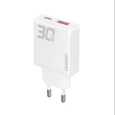 Įkroviklis Dudao "A30EU" baltas 30W (1xPD / 1xQC3.0) Įkroviklis Dudao "A30EU" baltas 30W (1xPD / 1xQC3.0)