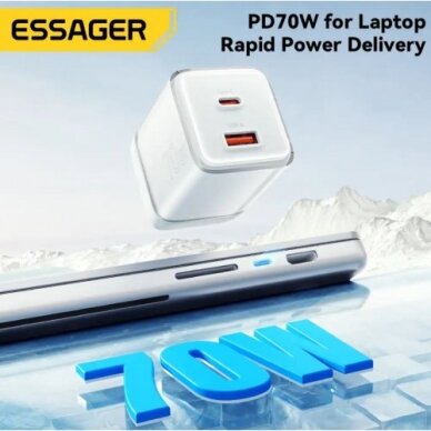 Įkroviklis Essager "Color" baltas 70W (PD / QC3.0)