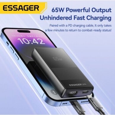Įkroviklis Essager "Ultra Thin" juodas 65W (PD / QC3.0)