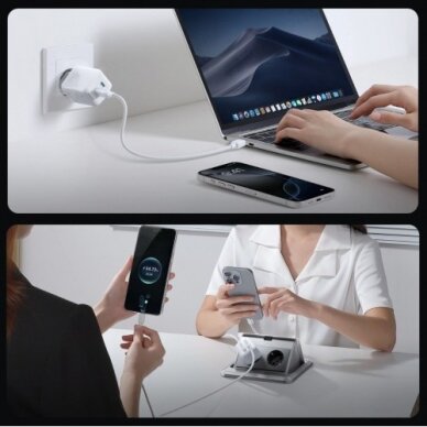 Įkroviklis Joyroom "TCL05" baltas GaN Ultra 45W (2xUSB-C) + "Type-C" 120cm 60W kabelis 4 Įkroviklis Joyroom "TCL05" baltas GaN Ultra 45W (2xUSB-C) + "Type-C" 120cm 60W kabelis 4