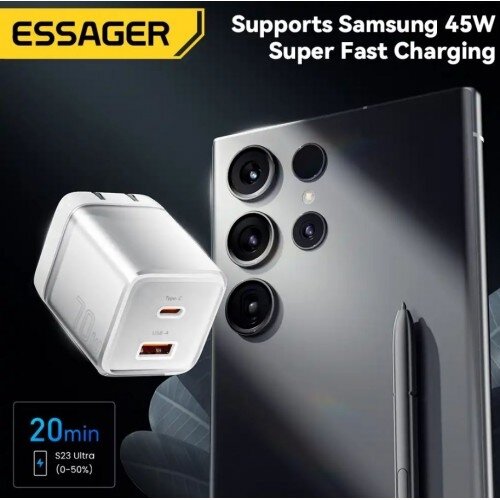 Įkroviklis Essager "Color" baltas 70W (PD / QC3.0) 2