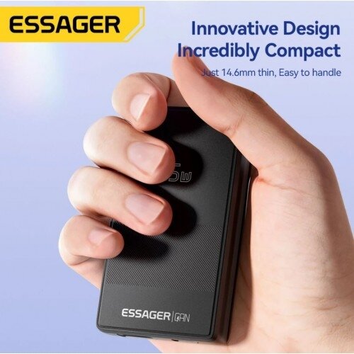 Įkroviklis Essager "Ultra Thin" juodas 65W (PD / QC3.0) 1