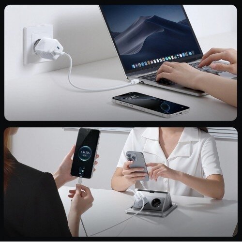 Įkroviklis Joyroom "TCL05" baltas GaN Ultra 45W (2xUSB-C) + "Type-C" 120cm 60W kabelis 4 Įkroviklis Joyroom "TCL05" baltas GaN Ultra 45W (2xUSB-C) + "Type-C" 120cm 60W kabelis 4