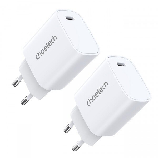 Įkroviklis Choetech "Q5004" baltas (USB-C / 20W) (2vnt)