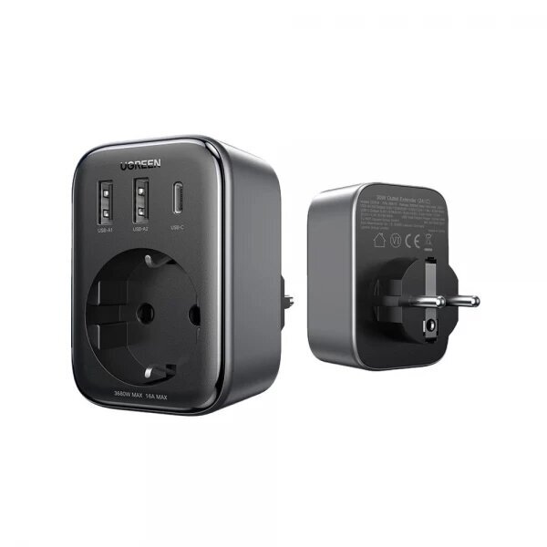 Įkroviklis Ugreen "CD314" juodas 30W (1xPD / 2xQC3.0 / 1xAC) Įkroviklis Ugreen "CD314" juodas 30W (1xPD / 2xQC3.0 / 1xAC)