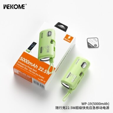 Išorinė baterija WK Design "WP-19 Companion" žalsvas 5000mAh (22.5W)