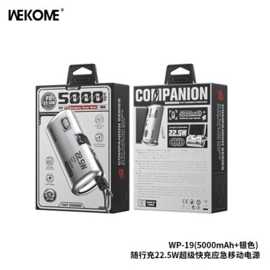 Išorinė baterija WK Design "WP-19" sidabrinis 5000mAh (22.5W)