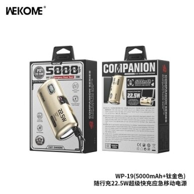 Išorinė baterija WK Design "WP-19" titaninis 5000mAh (22.5W)