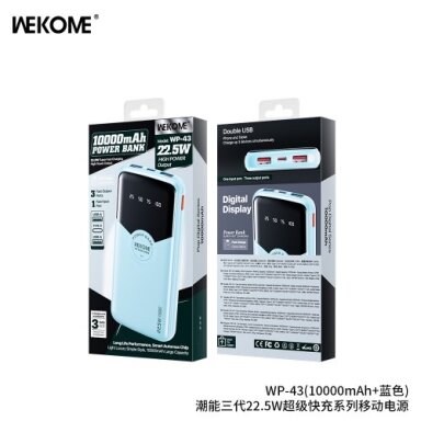 Išorinė baterija WK Design "WP-43" mėlynas 20000mAh (22.5W)
