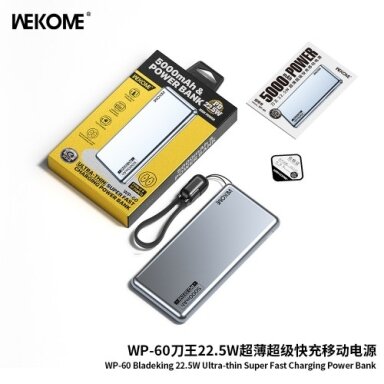 Išorinė baterija WK Design "WP-60" mėlynas 5000mAh (22.5W)