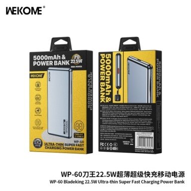 Išorinė baterija WK Design "WP-60" mėlynas 5000mAh (22.5W)