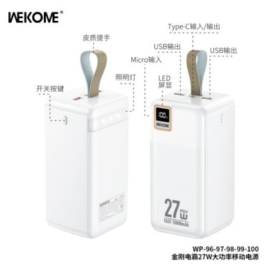 Išorinė baterija WK Design "WP-96" baltas 30000mAh (27W)