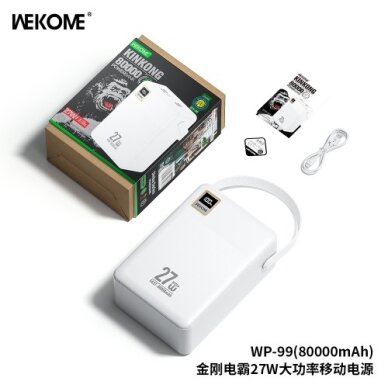Išorinė baterija WK Design "WP-99" baltas 80000mAh (27W)