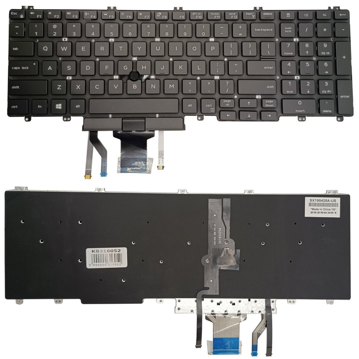 Klaviatūra DELL Latitude 5500, su pašvietimu ir „trackpoint“ Klaviatūra DELL Latitude 5500, su pašvietimu ir „trackpoint“