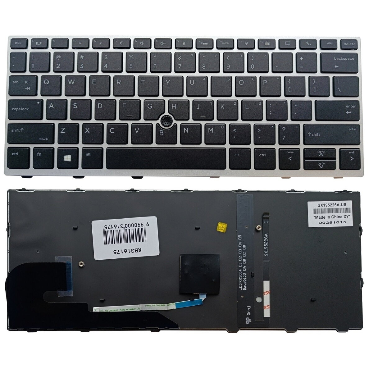 Klaviatūra HP Elitebook 730, 735, 830 G5/G6, su pašvietimu ir „trackpoint“ Klaviatūra HP Elitebook 730, 735, 830 G5/G6, su pašvietimu ir „trackpoint“