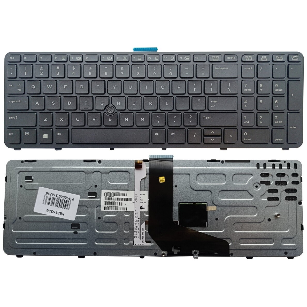 Klaviatūra HP ZBook 15 G1 G2, su pašvietimu ir „trackpoint“, US Klaviatūra HP ZBook 15 G1 G2, su pašvietimu ir „trackpoint“, US